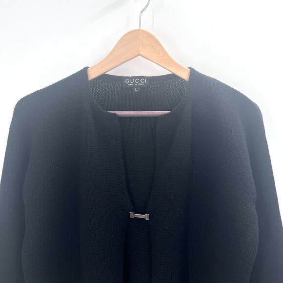 Gucci Black 100% Cashmere Cardigan Sweater Womens Large - Picture 2 of 8